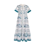 Erdem Botanical Print Cotton Linen Tiered Midi Shirt Dress - Dresses - British Romantic Luxury at Luxury Shoes 