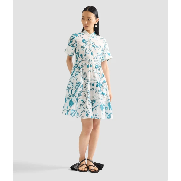 Erdem Botanical Print Cotton Linen Tiered Mini Dress - Dresses - British Romantic Luxury at Luxury Shoes 