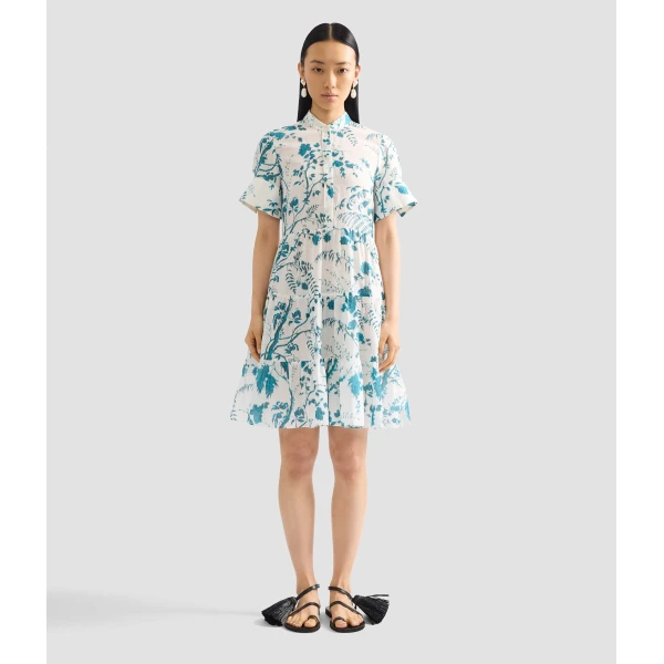 Erdem Botanical Print Cotton Linen Tiered Mini Dress - Dresses - British Romantic Luxury at Luxury Shoes 