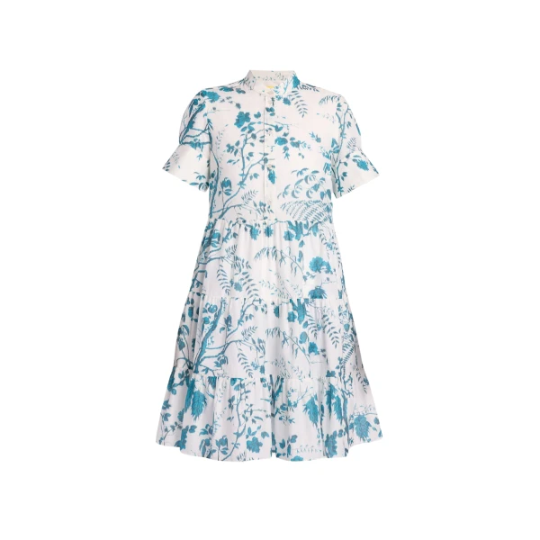 Erdem Botanical Print Cotton Linen Tiered Mini Dress - Dresses - British Romantic Luxury at Luxury Shoes 