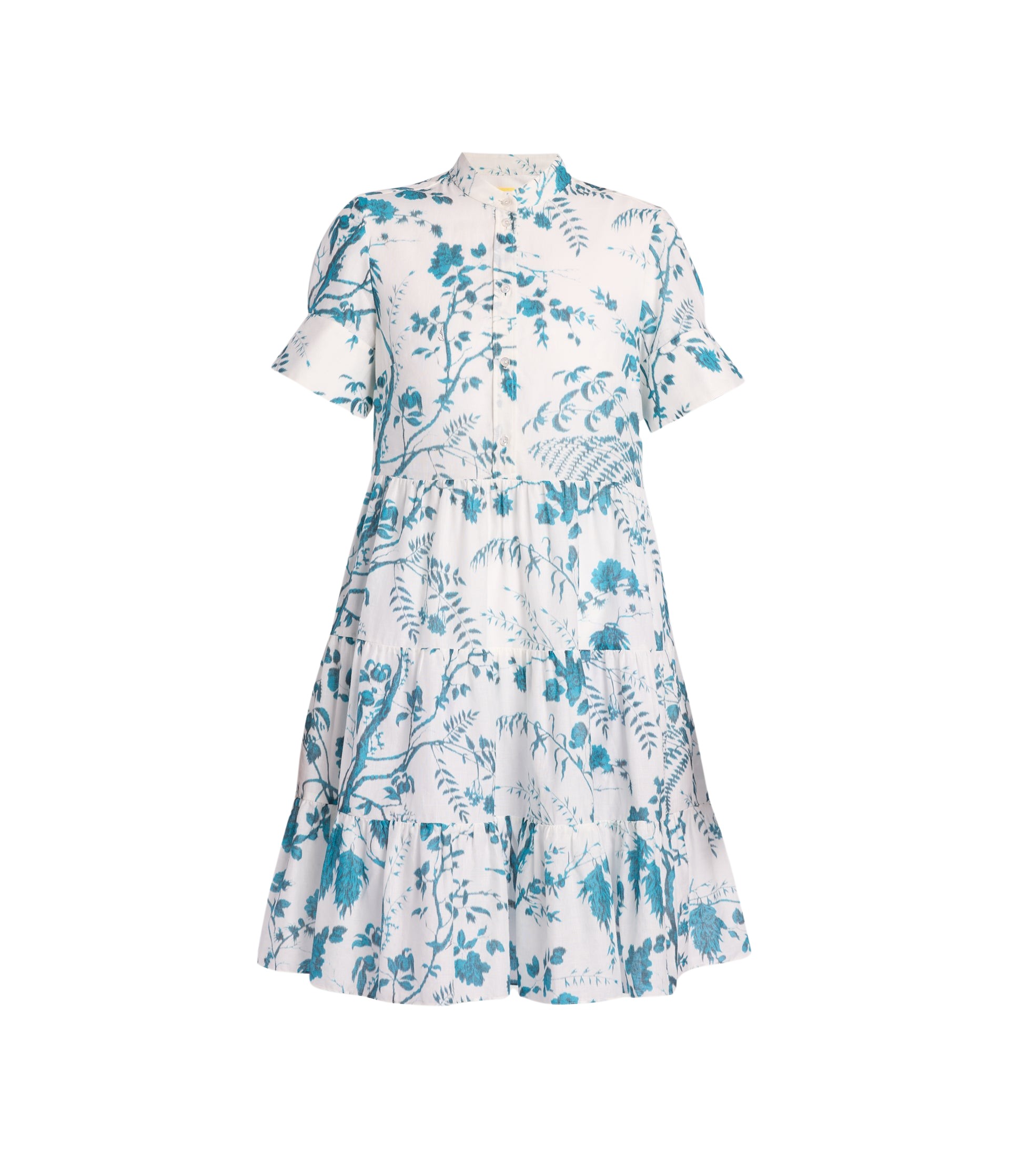Erdem Botanical Print Cotton Linen Tiered Mini Dress - Dresses - British Romantic Luxury at Luxury Shoes 