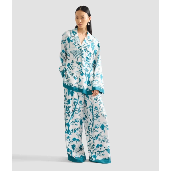 Erdem Botanical Print Silk Twill Pyjama Shirt - Loungewear - British Romantic Luxury at Luxury Shoes 