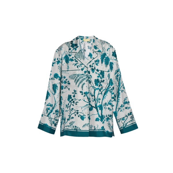 Erdem Botanical Print Silk Twill Pyjama Shirt - Loungewear - British Romantic Luxury at Luxury Shoes 