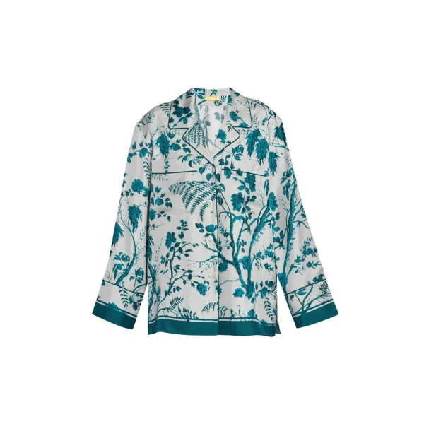 Erdem Botanical Print Silk Twill Pyjama Shirt - Loungewear - British Romantic Luxury at Luxury Shoes 