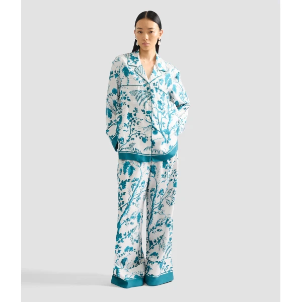 Erdem Botanical Print Silk Twill Pyjama Trouser - Loungewear - British Romantic Luxury at Luxury Shoes 