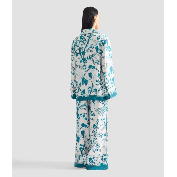 Erdem Botanical Print Silk Twill Pyjama Trouser - Loungewear - British Romantic Luxury at Luxury Shoes 