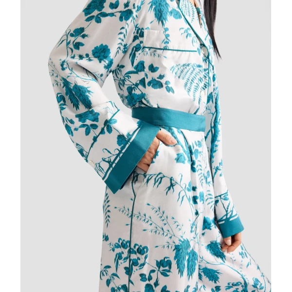 Erdem Botanical Print Silk Twill Pyjama Trouser - Loungewear - British Romantic Luxury at Luxury Shoes 