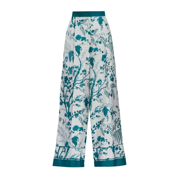 Erdem Botanical Print Silk Twill Pyjama Trouser - Loungewear - British Romantic Luxury at Luxury Shoes 
