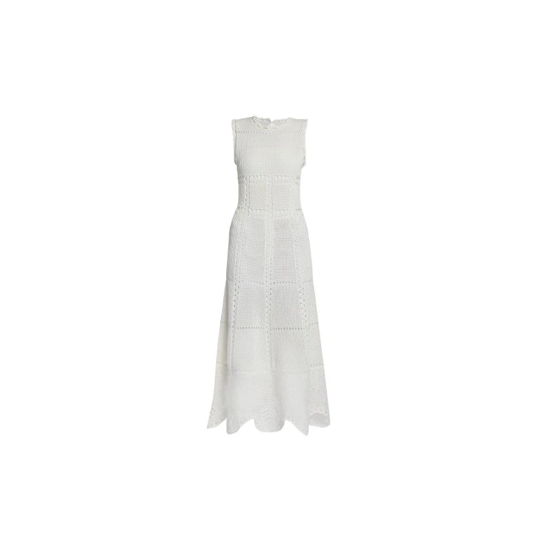 Erdem Cotton Crochet Flared Midi Dress - Dresses - British Romantic Luxury at Luxury Shoes 