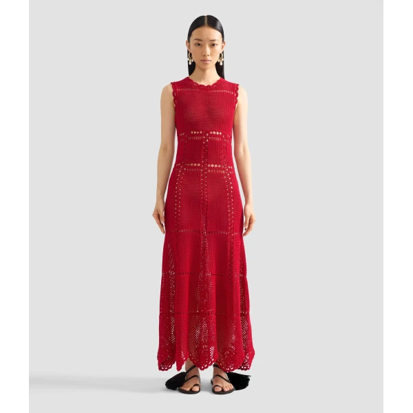 Erdem Cotton Crochet Flared Midi Dress - Dresses - British Romantic Luxury at Luxury Shoes 