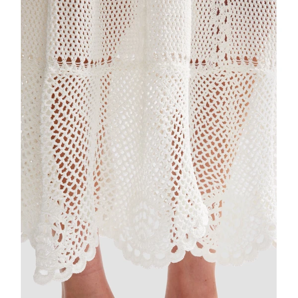 Erdem Cotton Crochet Flared Midi Dress - Dresses - British Romantic Luxury at Luxury Shoes 