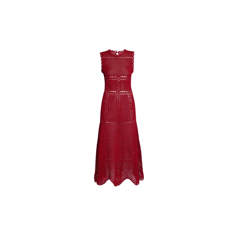 Erdem Cotton Crochet Flared Midi Dress - Dresses - British Romantic Luxury at Luxury Shoes 