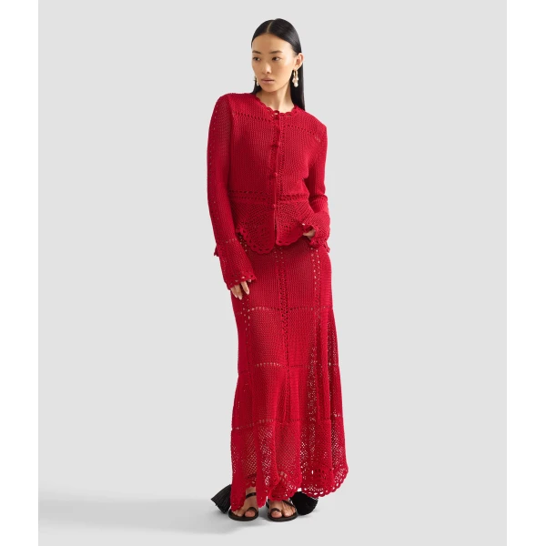 Erdem Cotton Crochet Peplum Cardigan - Knitwear - British Romantic Luxury at Luxury Shoes 