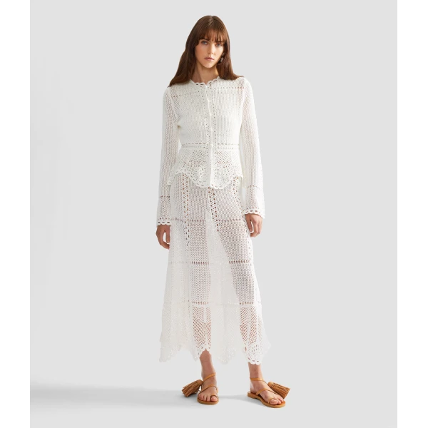Erdem Cotton Crochet Peplum Cardigan - Knitwear - British Romantic Luxury at Luxury Shoes 