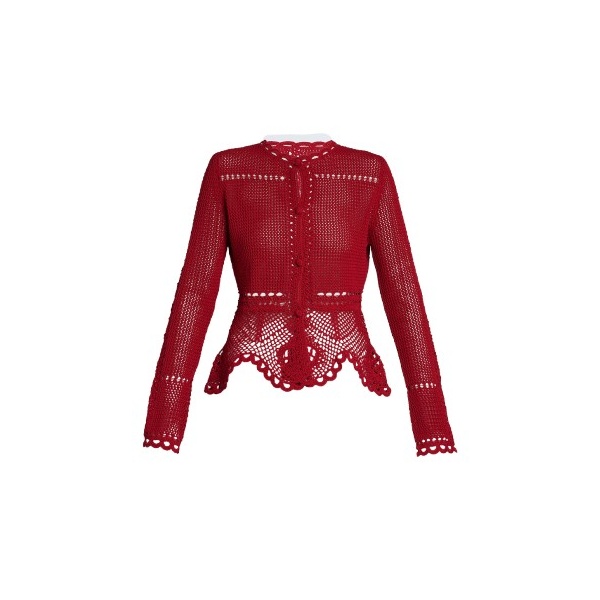 Erdem Cotton Crochet Peplum Cardigan - Knitwear - British Romantic Luxury at Luxury Shoes 