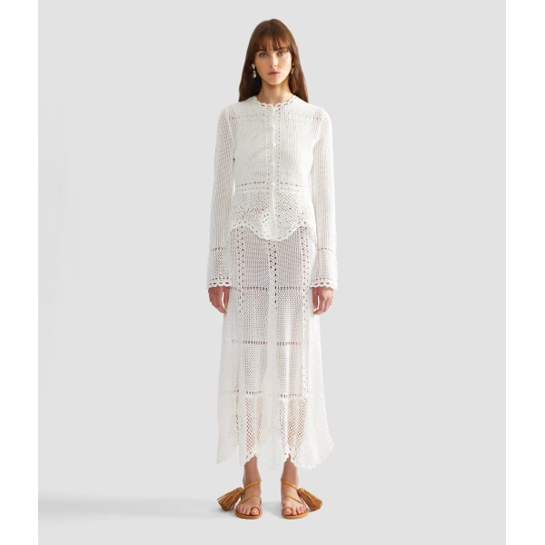 Erdem Cotton Crochet Peplum Cardigan - Knitwear - British Romantic Luxury at Luxury Shoes 