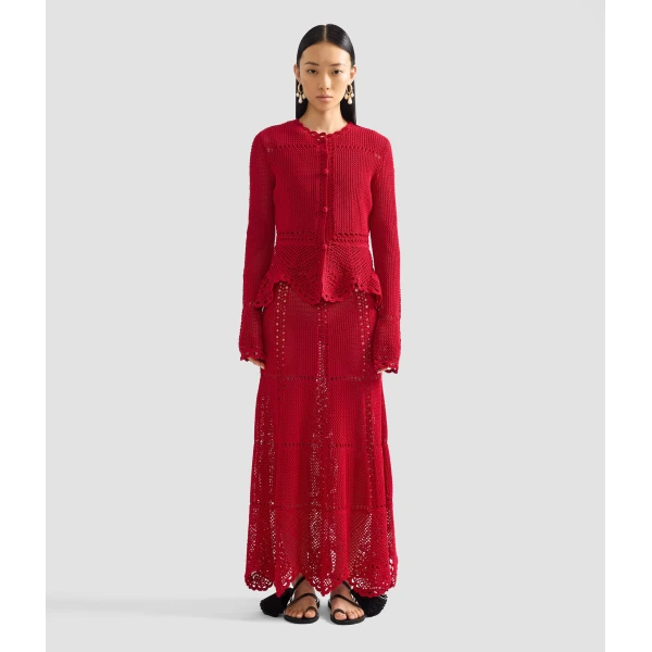 Erdem Cotton Crochet Peplum Cardigan - Knitwear - British Romantic Luxury at Luxury Shoes 