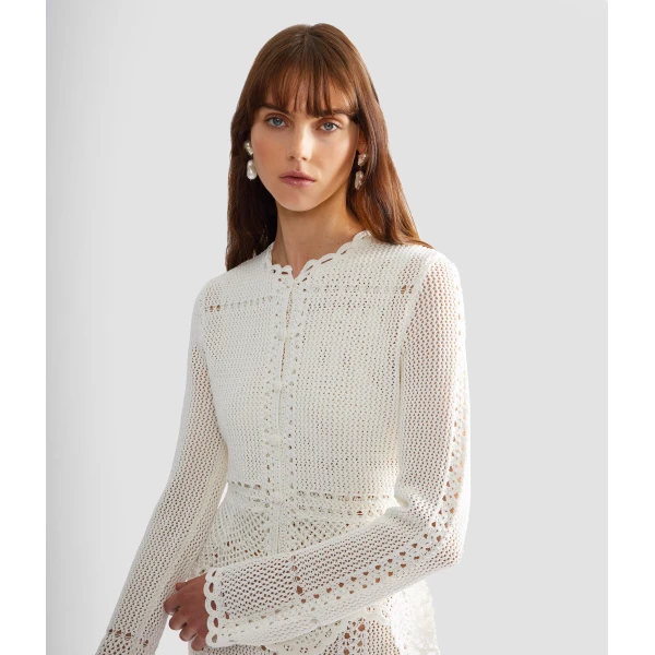 Erdem Cotton Crochet Peplum Cardigan - Knitwear - British Romantic Luxury at Luxury Shoes 