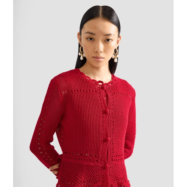 Erdem Cotton Crochet Peplum Cardigan - Knitwear - British Romantic Luxury at Luxury Shoes 