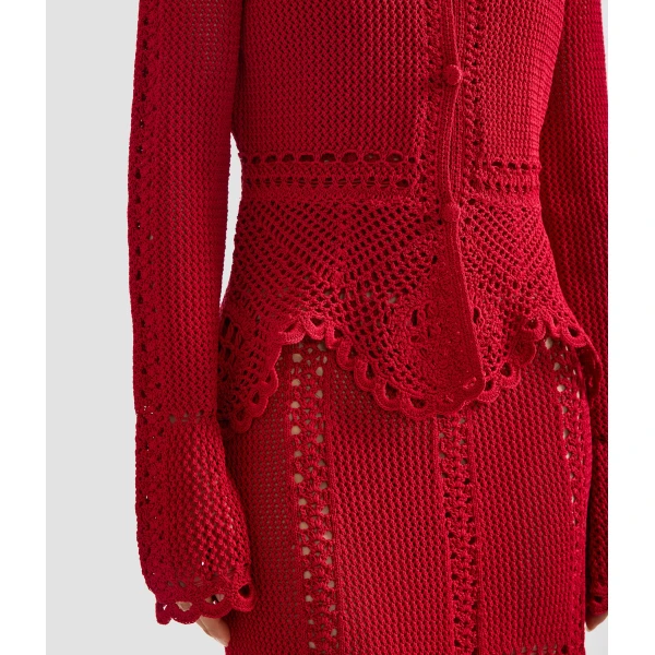 Erdem Cotton Crochet Peplum Cardigan - Knitwear - British Romantic Luxury at Luxury Shoes 