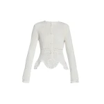 Erdem Cotton Crochet Peplum Cardigan - Knitwear - British Romantic Luxury at Luxury Shoes 