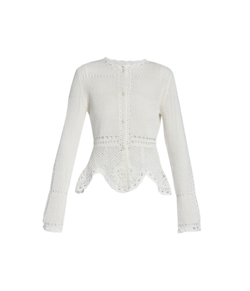 Erdem Cotton Crochet Peplum Cardigan - Knitwear - British Romantic Luxury at Luxury Shoes 