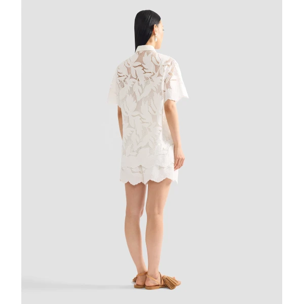 Erdem Cotton Cutwork Short Sleeve Shirt - Tops - British Romantic Luxury at Luxury Shoes 