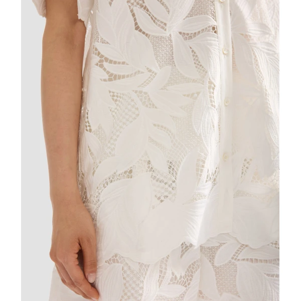 Erdem Cotton Cutwork Short Sleeve Shirt - Tops - British Romantic Luxury at Luxury Shoes 
