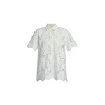 Erdem Cotton Cutwork Short Sleeve Shirt - Tops - British Romantic Luxury at Luxury Shoes 