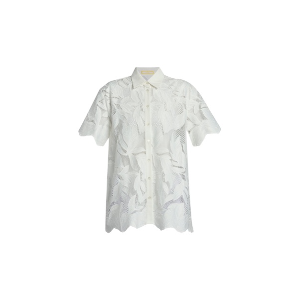 Erdem Cotton Cutwork Short Sleeve Shirt - Tops - British Romantic Luxury at Luxury Shoes 
