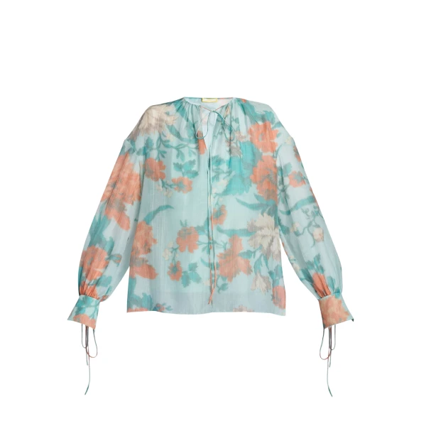 Erdem Cotton Silk Voile Long Sleeve Blouse - Tops - British Romantic Luxury at Luxury Shoes 