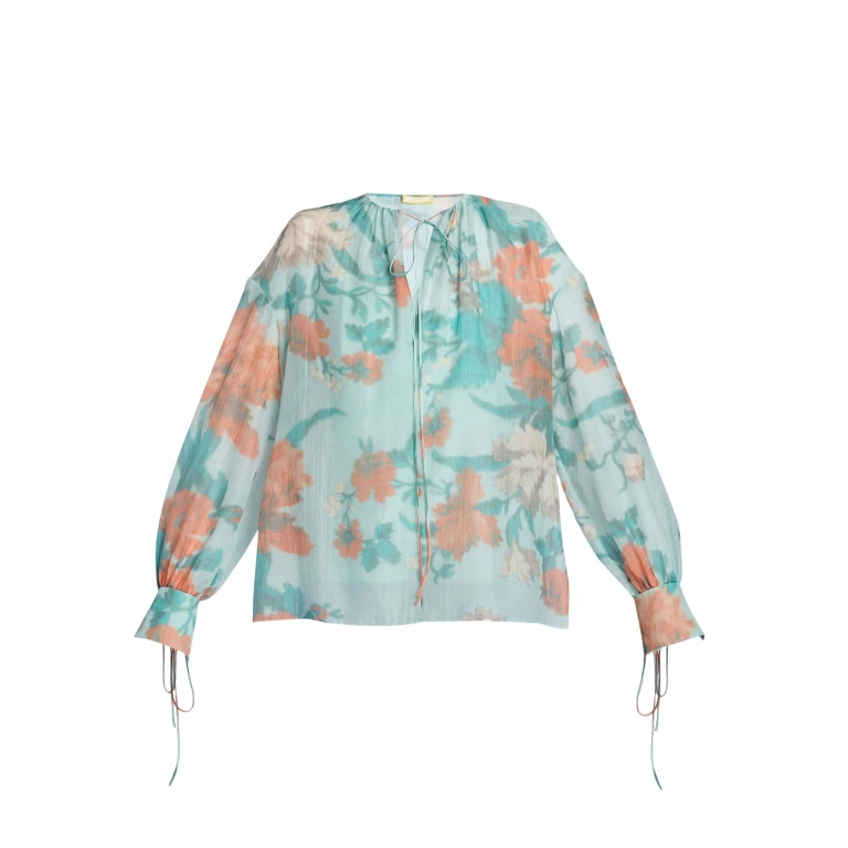 Erdem Cotton Silk Voile Long Sleeve Blouse - Tops - British Romantic Luxury at Luxury Shoes 