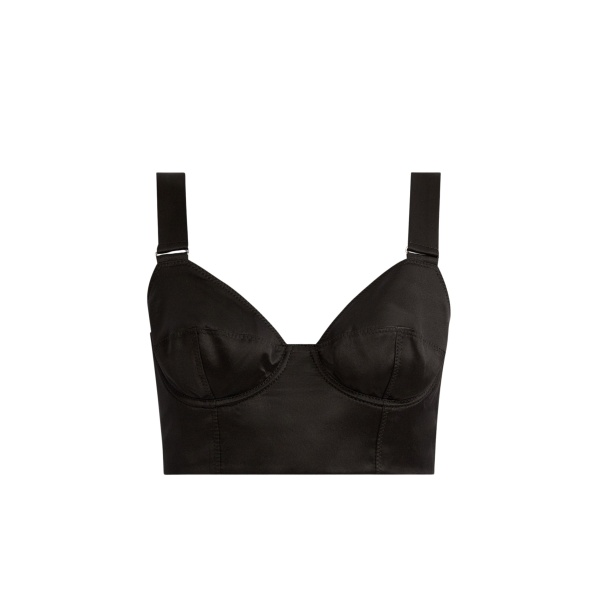 Erdem Crepe Black Satin Bralet - Tops - British Romantic Luxury at Luxury Shoes 