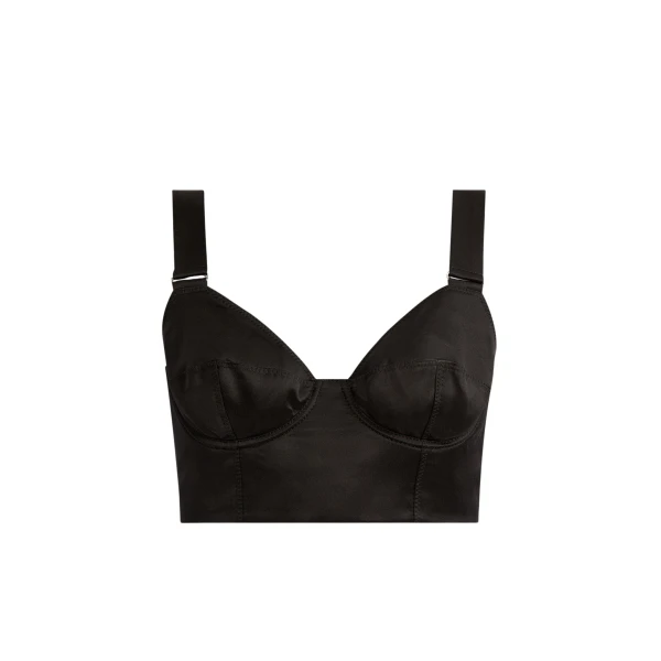 Erdem Crepe Black Satin Bralet - Tops - British Romantic Luxury at Luxury Shoes 