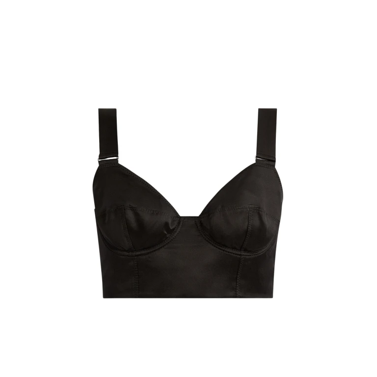 Erdem Crepe Black Satin Bralet - Tops - British Romantic Luxury at Luxury Shoes 