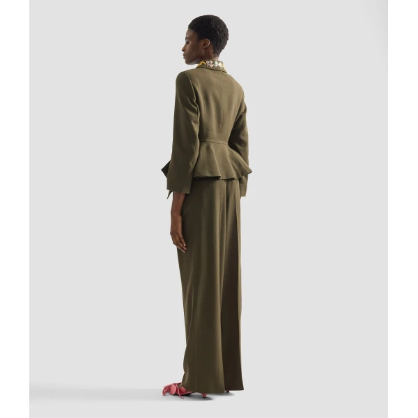 Erdem Crepe Wide Leg Trouser - Pants - British Romantic Luxury at Luxury Shoes 
