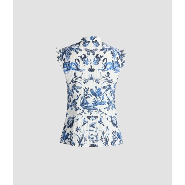 Erdem Crinkled Jacquard Sleeveless Shirt - Tops - British Romantic Luxury at Luxury Shoes 