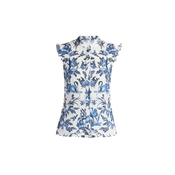 Erdem Crinkled Jacquard Sleeveless Shirt - Tops - British Romantic Luxury at Luxury Shoes 