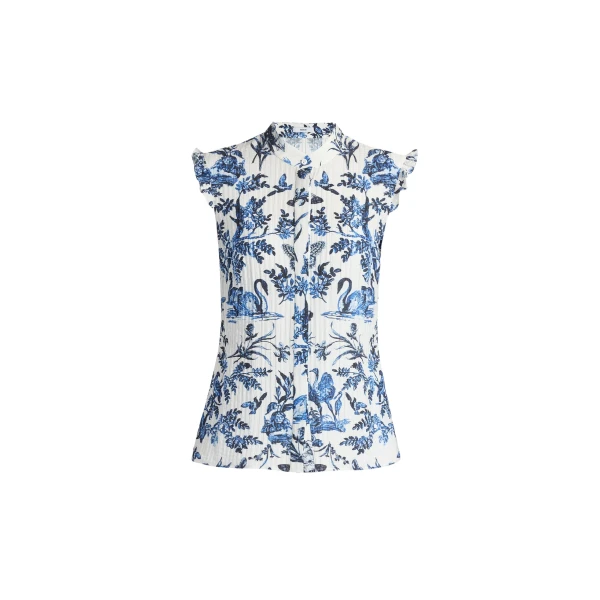 Erdem Crinkled Jacquard Sleeveless Shirt - Tops - British Romantic Luxury at Luxury Shoes 