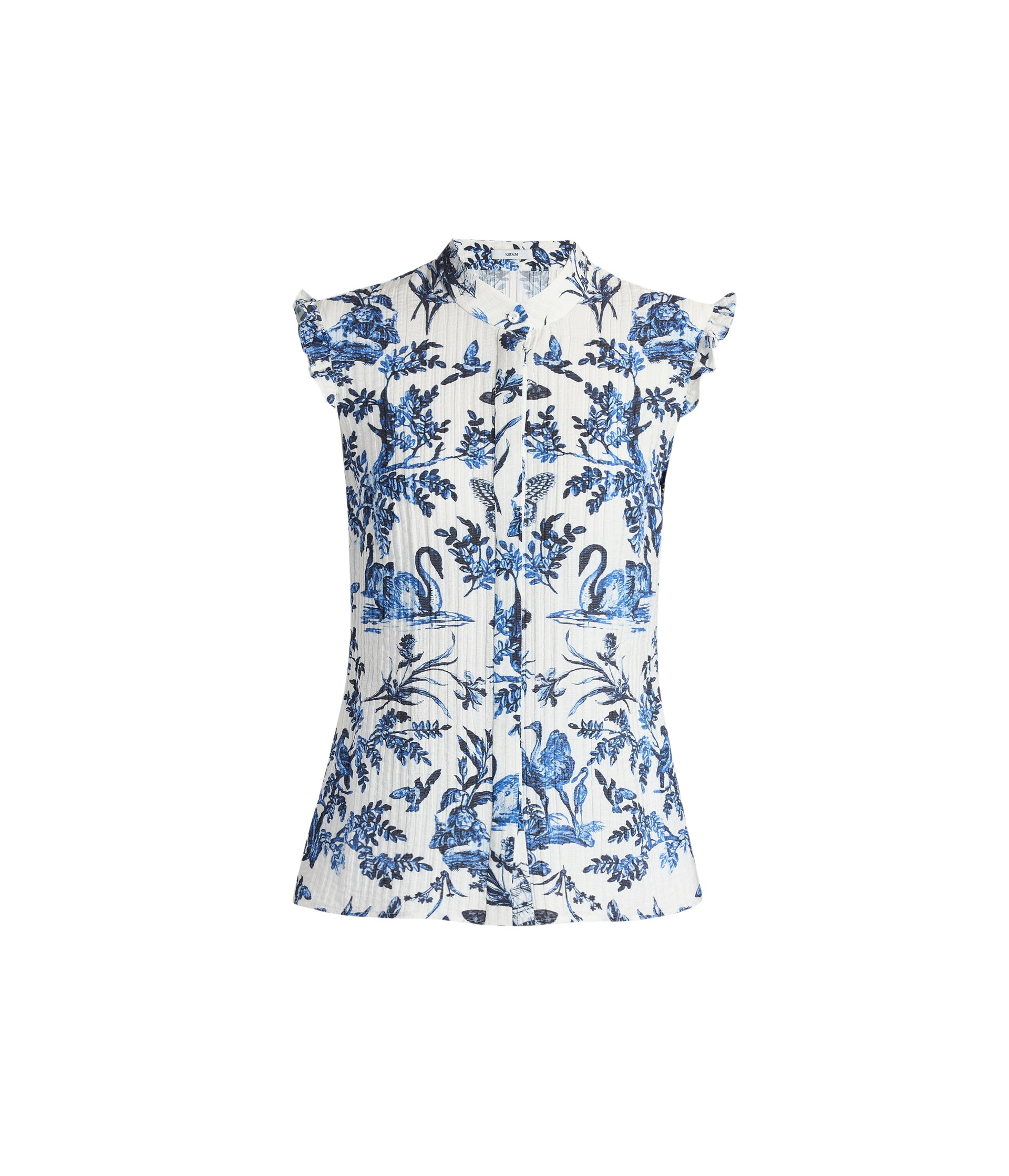 Erdem Crinkled Jacquard Sleeveless Shirt - Tops - British Romantic Luxury at Luxury Shoes 