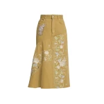 Erdem Denim Embroidered Midi Skirt - Skirts - British Romantic Luxury at Luxury Shoes 