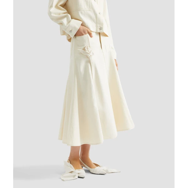 Erdem Denim Flared Midi Skirt - Skirts - British Romantic Luxury at Luxury Shoes 