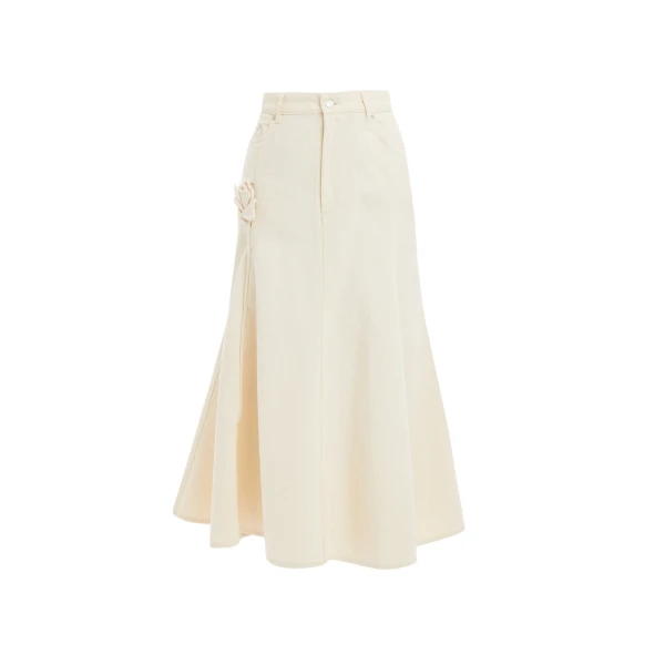 Erdem Denim Flared Midi Skirt - Skirts - British Romantic Luxury at Luxury Shoes 