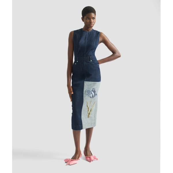 Erdem Denim Sleeveless Midi Dress - Dresses - British Romantic Luxury at Luxury Shoes 
