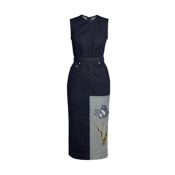 Erdem Denim Sleeveless Midi Dress - Dresses - British Romantic Luxury at Luxury Shoes 
