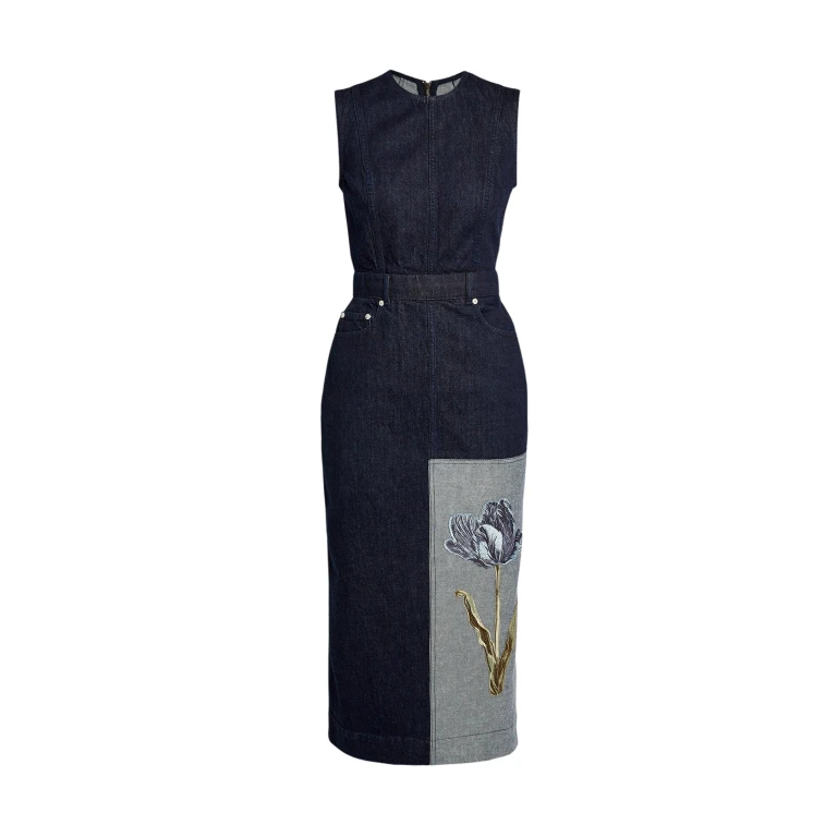 Erdem Denim Sleeveless Midi Dress - Dresses - British Romantic Luxury at Luxury Shoes 