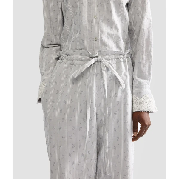 Erdem Ditsy Cotton Stripe Drawstring Trouser - Pants - British Romantic Luxury at Luxury Shoes 