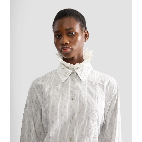 Erdem Ditsy Cotton Stripe Long Sleeve Mini Shirt Dress - Dresses - British Romantic Luxury at Luxury Shoes 