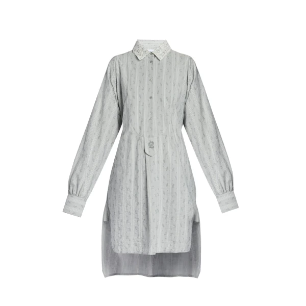Erdem Ditsy Cotton Stripe Long Sleeve Mini Shirt Dress - Dresses - British Romantic Luxury at Luxury Shoes 