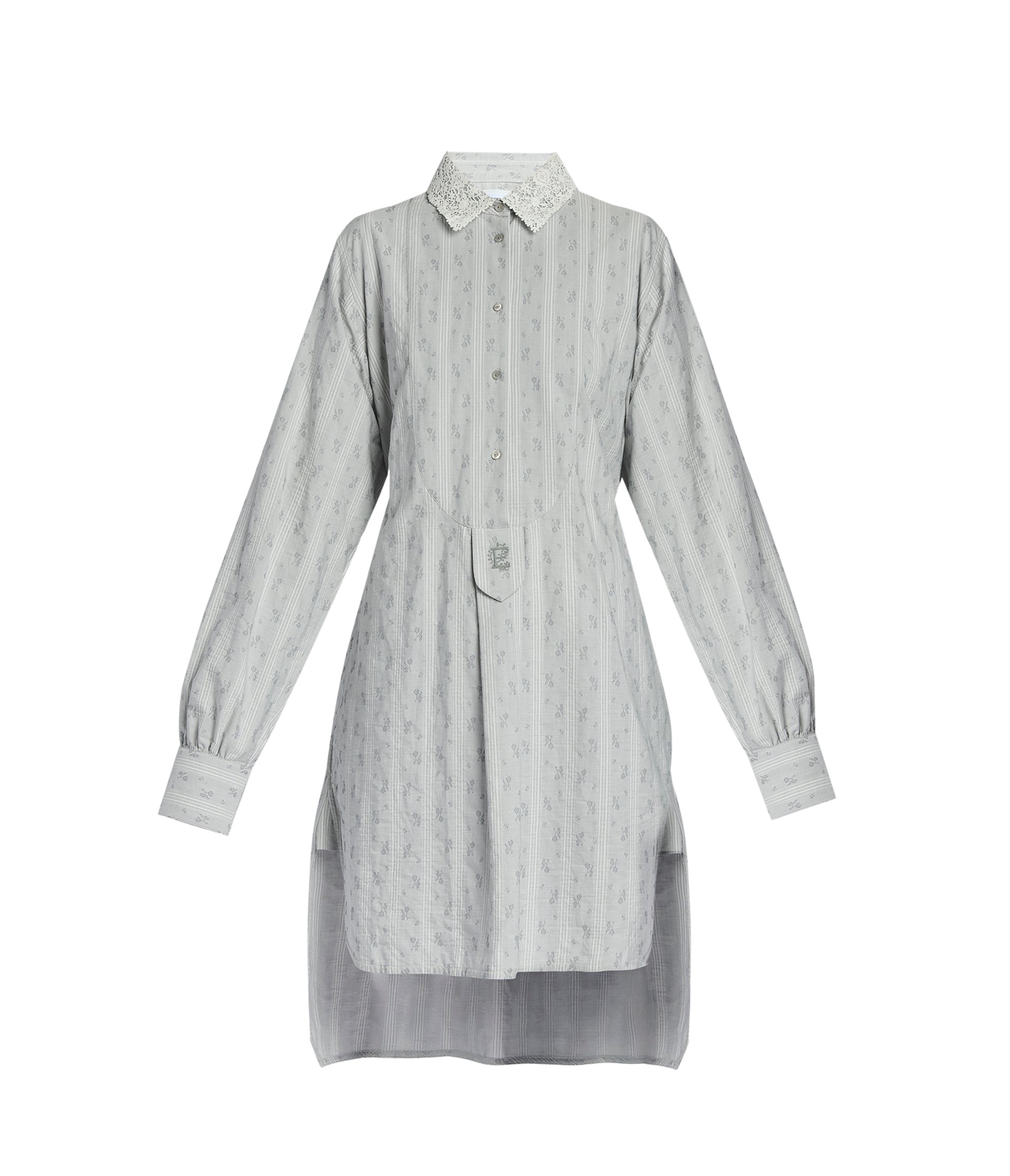 Erdem Ditsy Cotton Stripe Long Sleeve Mini Shirt Dress - Dresses - British Romantic Luxury at Luxury Shoes 